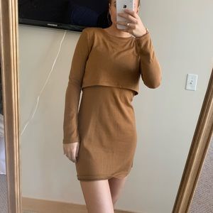 Brown long sleeve mini dress